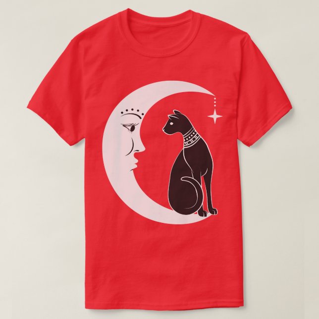 Celestial Mystical Black Cat Familiar Pagan Witchc T-Shirt (Design vorne)