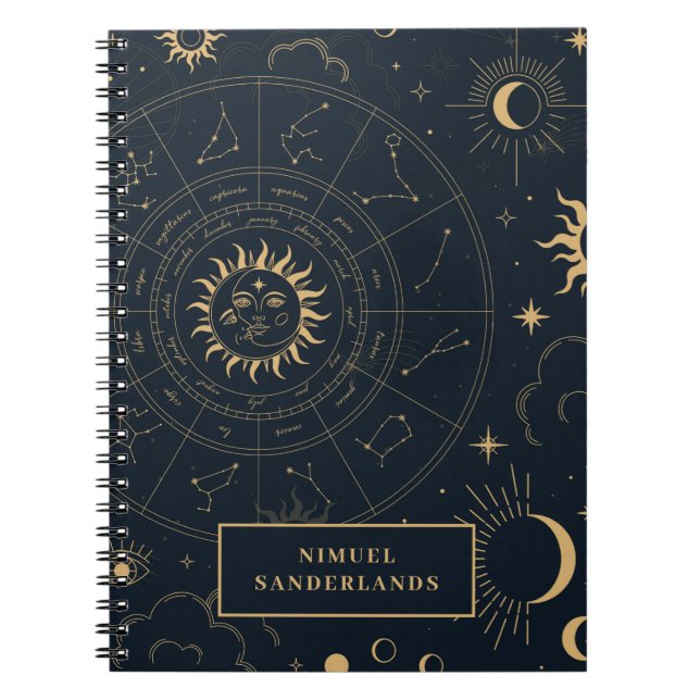Celestial Mystical Elements Starsign Notebook Notizblock (Vorderseite)