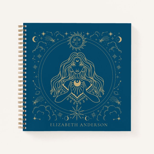 Celestial & Mystical Gold Girl Notizbuch (Vorderseite)