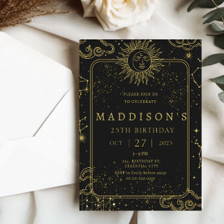 Celestial Mystical Starry Night Starsign Geburtsta Einladung