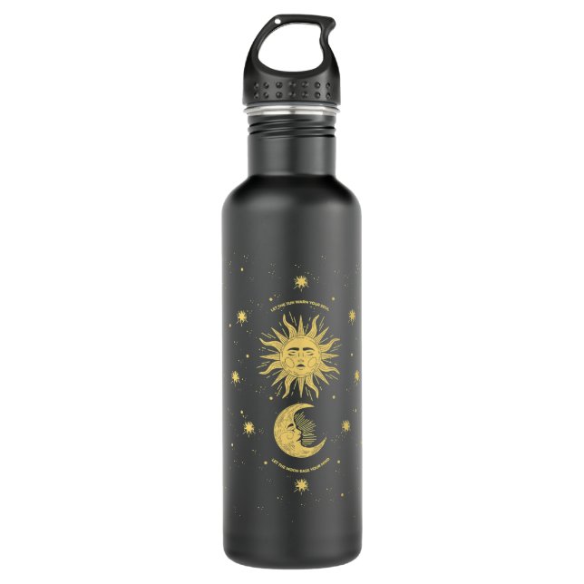 Celestial Mystical Sun Moon Gothic Boho Bohemisch  Edelstahlflasche (Vorderseite)