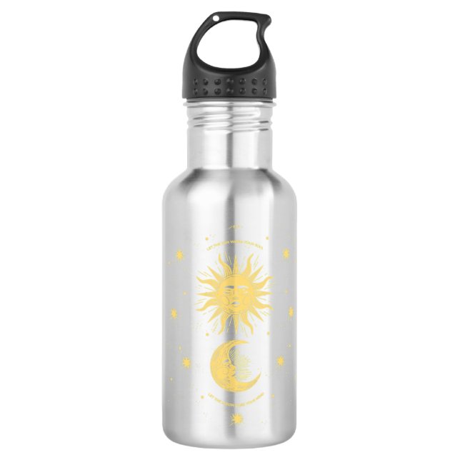 Celestial Mystical Sun Moon Gothic Boho Bohemisch  Edelstahlflasche (Vorderseite)