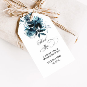 Celestial Navy Blue Floral Vielen Dank Geschenkanhänger