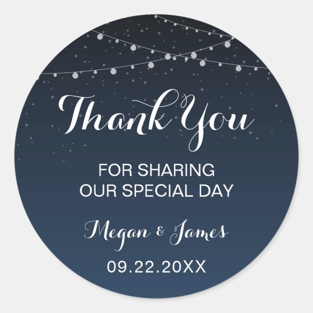 Celestial Navy Blue Starry Night Gastgeschenk Hoch Runder Aufkleber (Vorderseite)