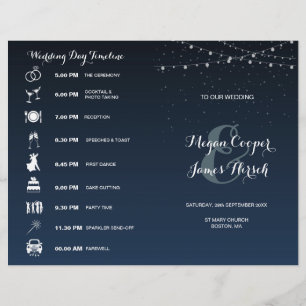 Celestial Navy Blue Starry Night Wedding Program