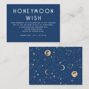 Celestial Navy Blue Wedding Honeymoon Wish Begleitkarte