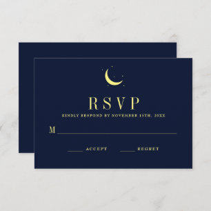 Celestial Navy Star Dust Minimal Response Card RSVP Karte