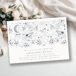 Celestial Navy Starry Night Moon Baby Shower Einladung