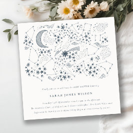 Celestial Navy Starry Night Moon Baby Shower Einladung