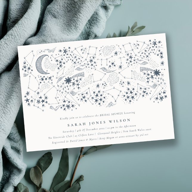 Celestial Navy Starry Night Moon Brautparty Einladung (Von Creator hochgeladen)