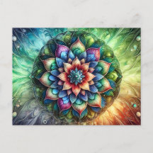 Celestial Neon Mandala mit lebendiger Abstrakter