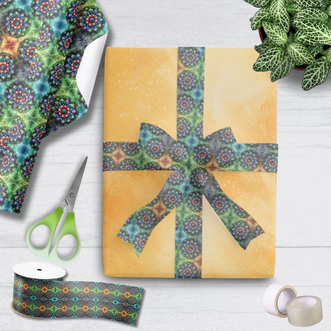 Celestial Neon Mandala Retro-Modern Ribbon Satinband (Celestial Neon Mandala Retro-Modern Ribbon)