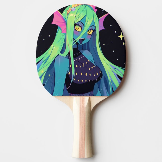 Celestial Neon Mermaid — Kawaii Cosmic Siren Vibes Tischtennis Schläger (Vorderseite)