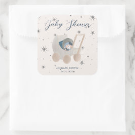 Celestial Niedlich Bear Baby Dusche Quadratischer Aufkleber