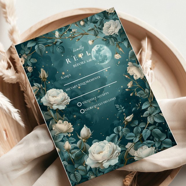 Celestial Night Garden Wedding RSVP Karte (Von Creator hochgeladen)