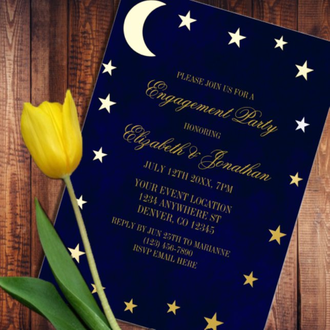 Celestial Night Sky Engagement Party Folieneinladung (Von Creator hochgeladen)