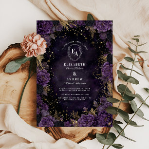 Celestial Night Sky Floral Wedding Einladung