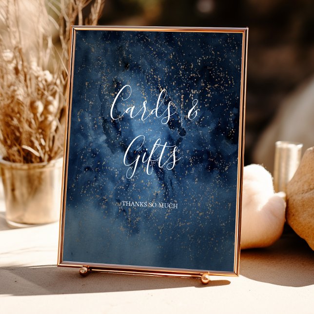 Celestial Night Sky | Gold Cards and Gifts Sign Poster (Von Creator hochgeladen)