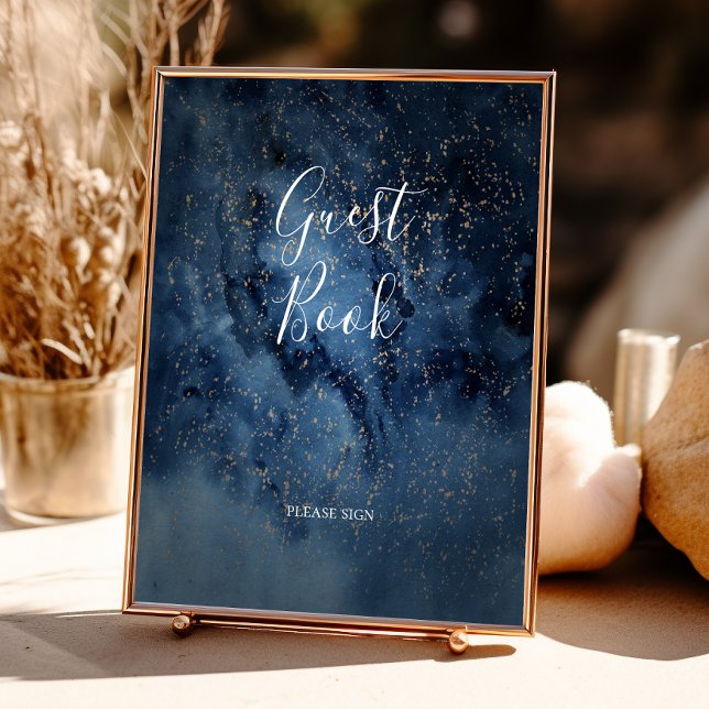 Celestial Night Sky | Gold Guest Book Sign Poster (Von Creator hochgeladen)