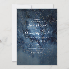 Celestial Night Sky | Gold in einer Hochzeit Einladung