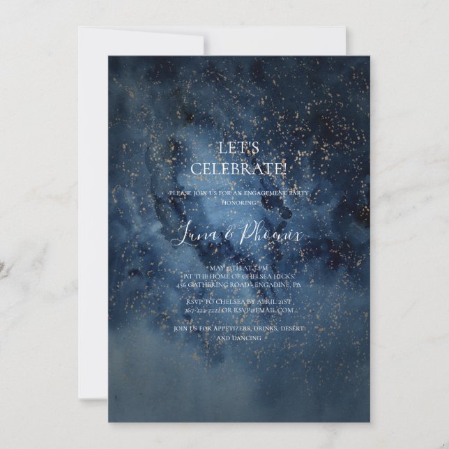 Celestial Night Sky | Gold Let's Celebrate Einladung (Vorderseite)
