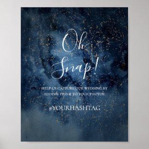 Celestial Night Sky   Gold Oh Snap Hashtag Sign Poster