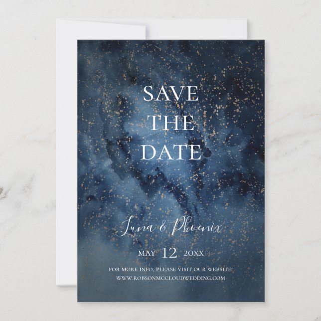 Celestial Night Sky Gold Save the Date (Vorderseite)