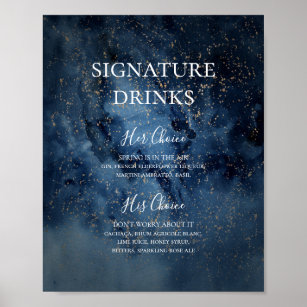 Celestial Night Sky   Gold Signature Drinks Signat Poster