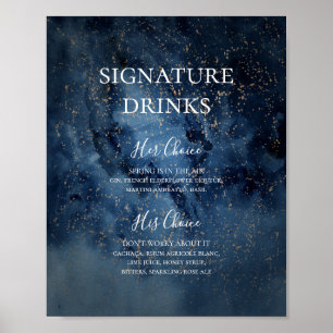 Celestial Night Sky Gold Signature Drinks Signat Poster