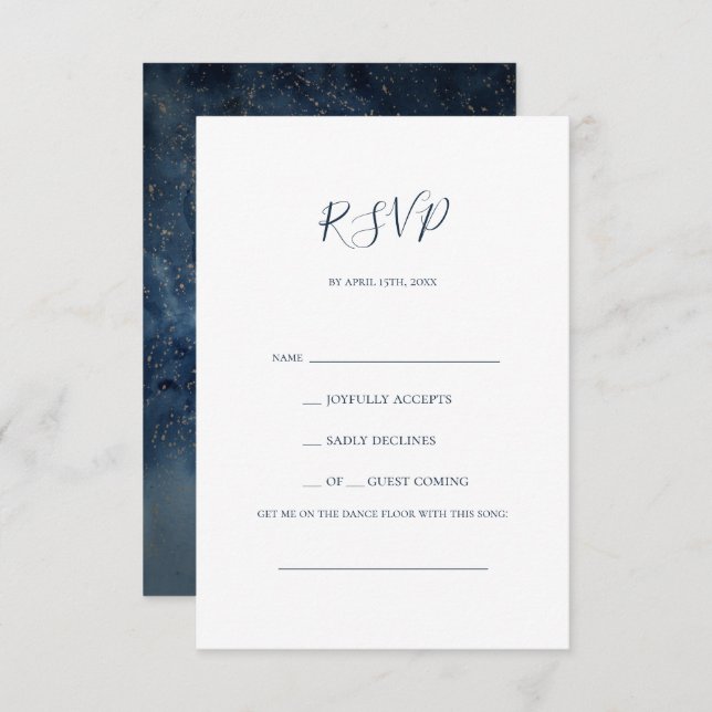 Celestial Night Sky | Gold Song Request RSVP Card (Vorne/Hinten)