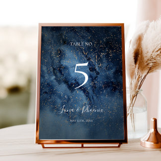 Celestial Night Sky | Gold-Tischnummer Tischnummer