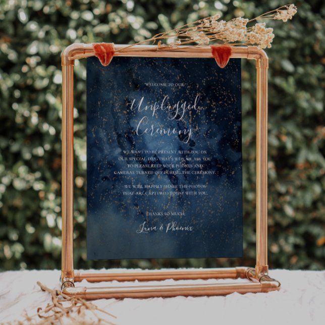 Celestial Night Sky | Gold Unplugged Zeremony Sign Poster (Von Creator hochgeladen)