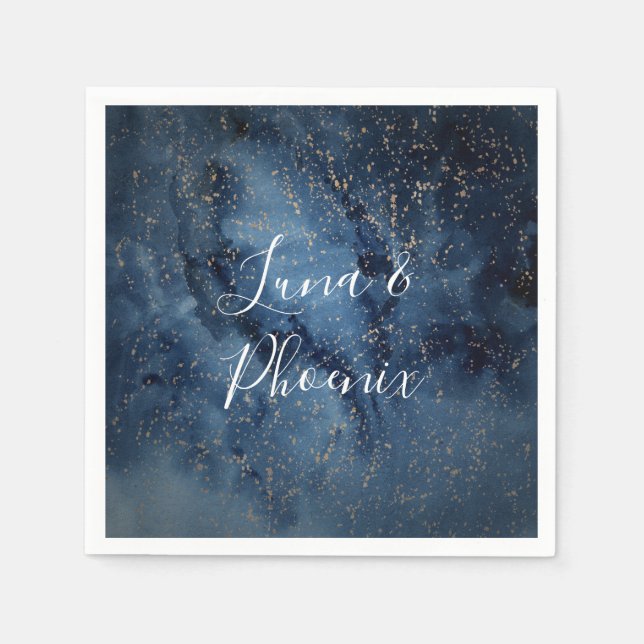 Celestial Night Sky | Gold Wedding Napkins Serviette (Vorderseite)