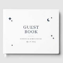 Celestial Night Sky Linen Wedding Guest Book Gästebuch