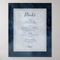 Celestial Night Sky mit Frame Drinks Menü-Zeichen