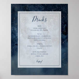 Celestial Night Sky mit Frame Drinks Menü-Zeichen Poster