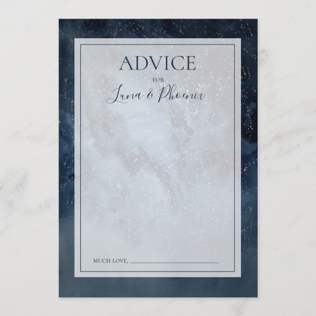 Celestial Night Sky mit Frame Wedding Advice Card Hinweiskarte (Vorderseite)
