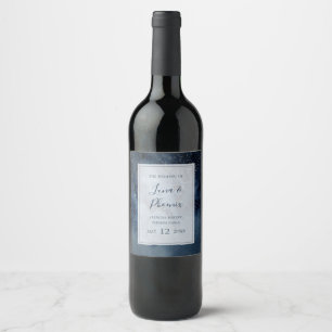 Celestial Night Sky mit Rahmen Wedding Wine Label Weinetikett