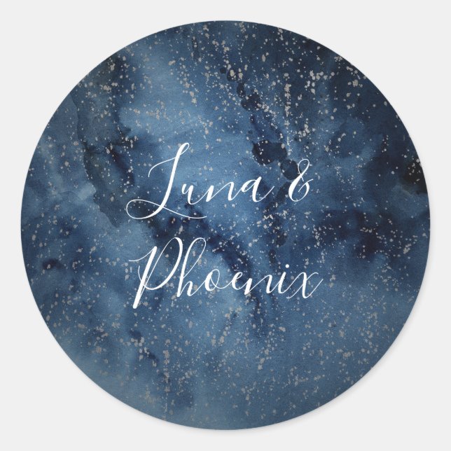 Celestial Night Sky | Silberne Umschlag Aufkleber (Vorderseite)