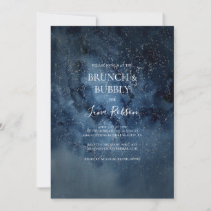 Celestial Night Sky Silver Brunch und Bubbly Einladung