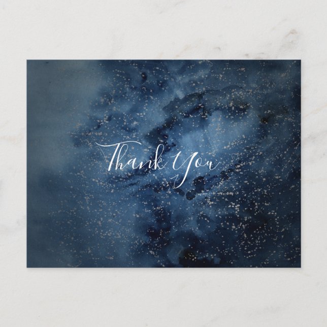 Celestial Night Sky | Silver Danke, Postcard Postkarte (Vorderseite)