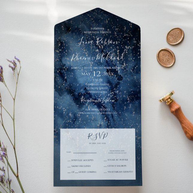 Celestial Night Sky | Silver Siegel and Send All In One Einladung (Von Creator hochgeladen)