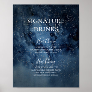 Celestial Night Sky   Silver Signature Drinks Zeic Poster