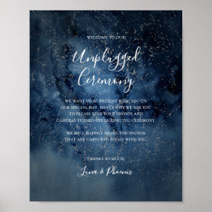 Celestial Night Sky Silver Unplugged Zeremony Sign Poster
