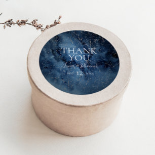 Celestial Night Sky Silver Vielen Dank für Ihr Int Runder Aufkleber