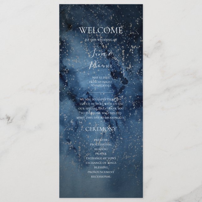 Celestial Night Sky | Silver Wedding Program Programm (Vorderseite)