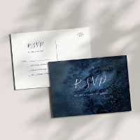 Celestial Night Sky | Silver Wedding RSVP Postcard