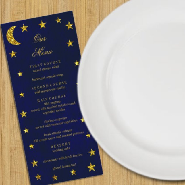 Celestial Night Sky Wedding Menükarte (Von Creator hochgeladen)