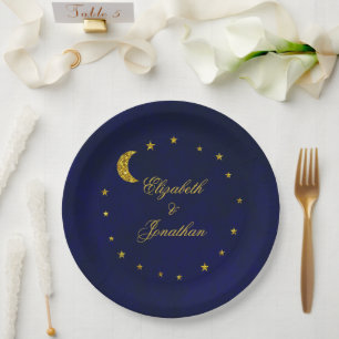 Celestial Night Sky Wedding Pappteller