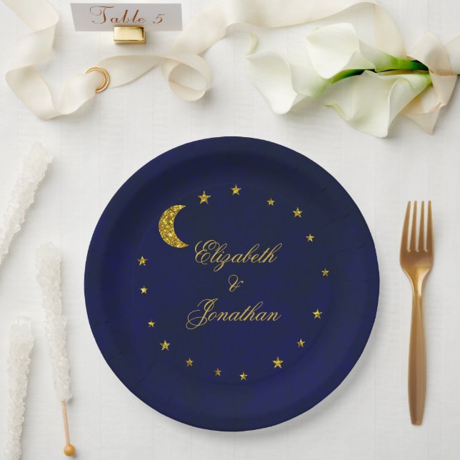 Celestial Night Sky Wedding Pappteller (Hochzeit)